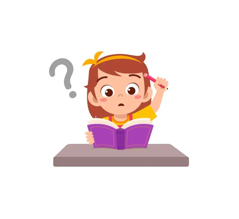 Little kid reading book and feel confused little kid reading book and feel confused